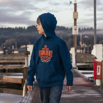 GRUNDÉNS YOUTH DISPLACEMENT HOODIE LOGO ANCHOR